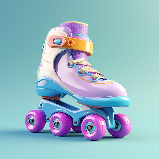 Foto patins de rolos bonitos em fundo sólido renderizados em 3d