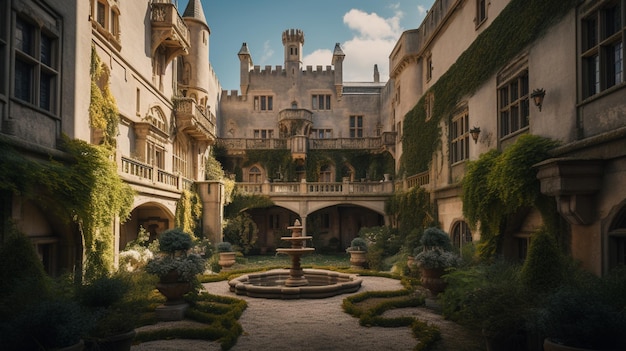 El patio del castillo del chateau de beaune