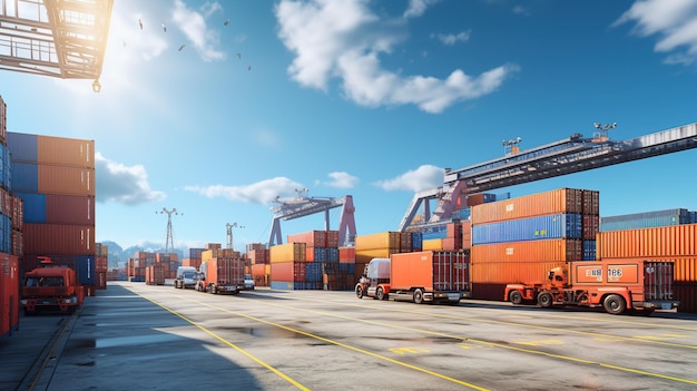 Patio de contenedores industriales para la industria generativa logística