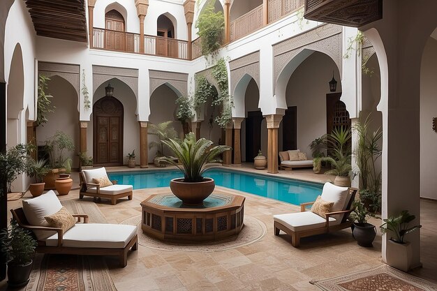 El patio del Riad marroquí