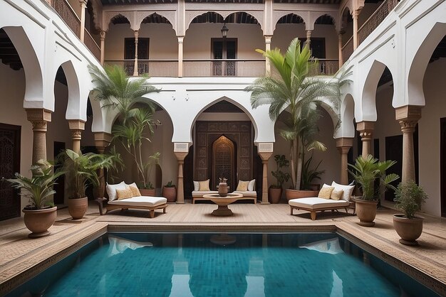 El patio del Riad marroquí