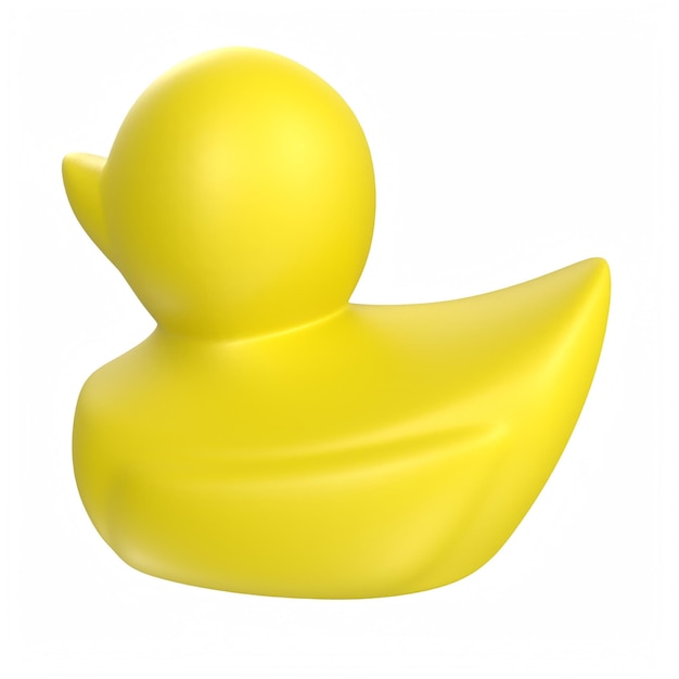 Un patito de goma amarillo con la palabra "en él"