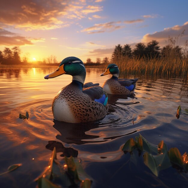 pato a nadar na água