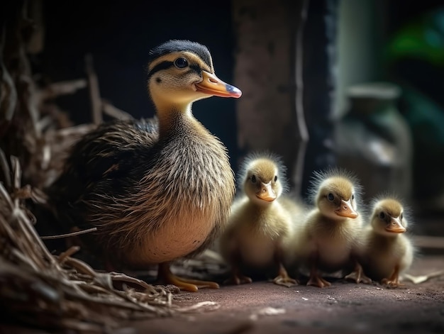 Pato adulto com IA generativa de bebês