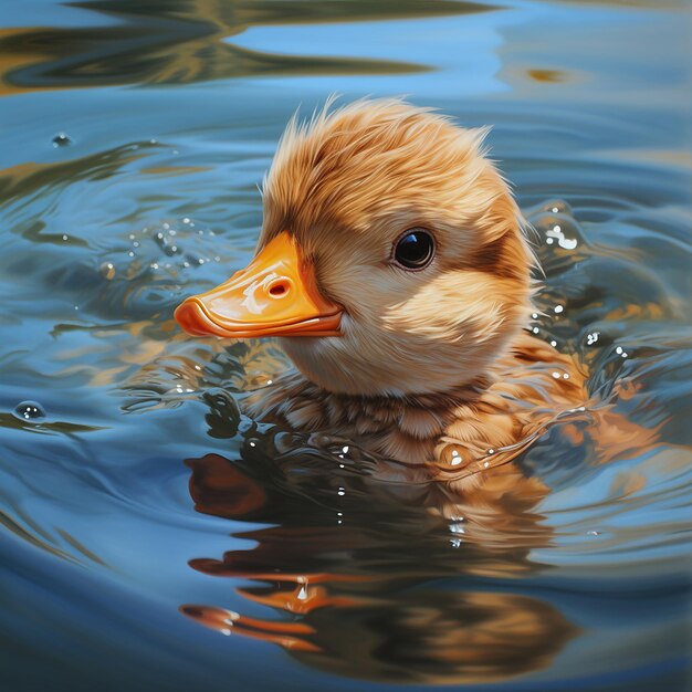 Foto pato en el agua realista