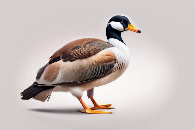 Un pato aislado sobre un fondo blanco.