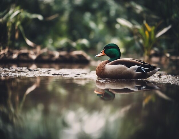 Foto un pato cerca del agua