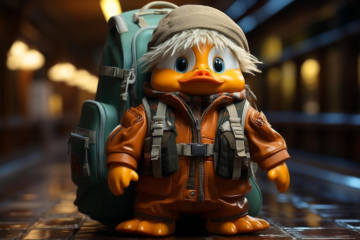 Foto pato com mochila modelo 3d