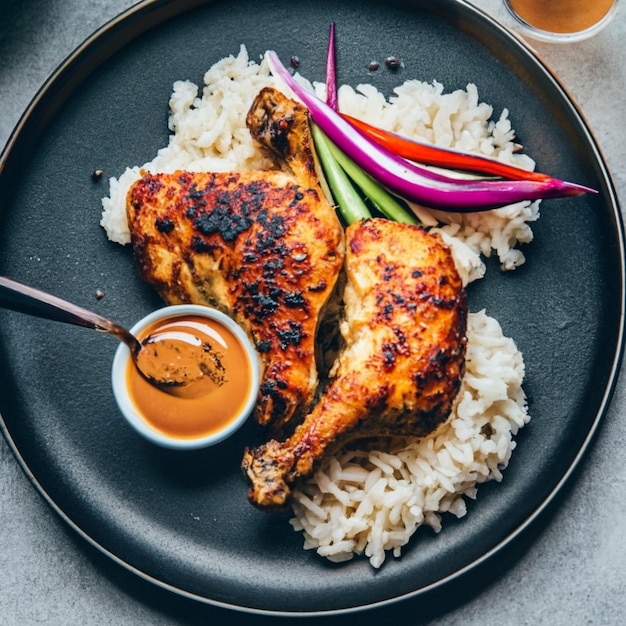 Pato de frango assado com pimentão fumado de laranja, ervas provençais e azeite de oliva