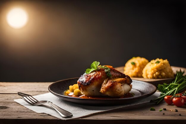 Foto pato de frango com couve-flor e salsa assada