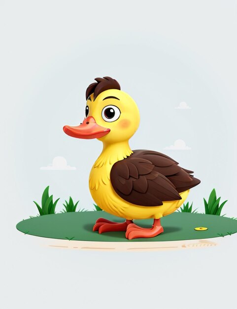 Foto pato de ilustração de crianças de vetor plano em um fundo liso