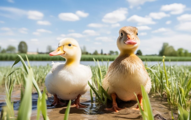 Pato e Cavalo Uma Interação Pacífica no Campo