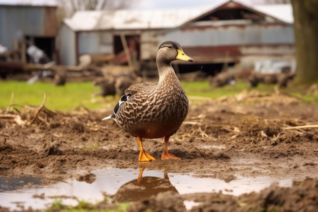 Un pato en una granja