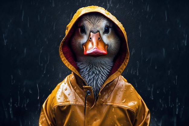 pato un impermeable con capucha y | Foto Premium