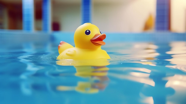 pato de juguete amarillo en la piscina