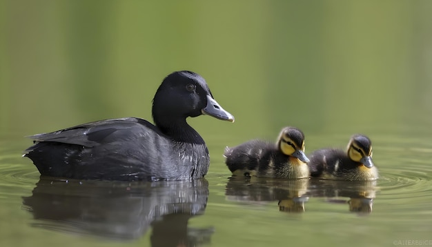 Pato y pato en el lago de agua