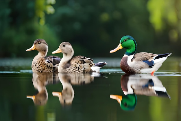 Un pato y un pato nadando en un estanque