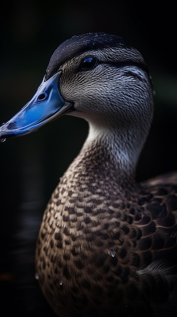 Un pato con un pico azul