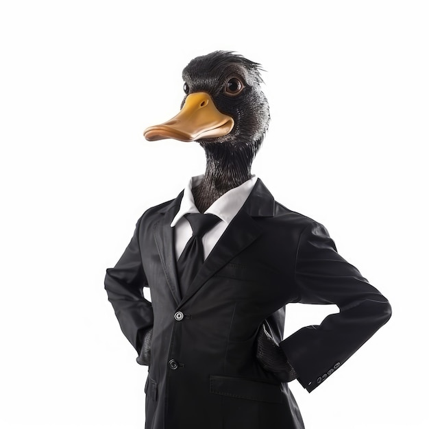 Pato con traje de negocios formal Un animal con ropa humana IA generativa