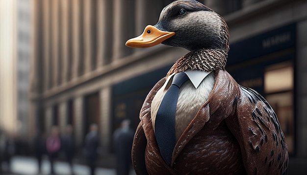 Un pato con traje en Wall Street en Nueva York IA generativa