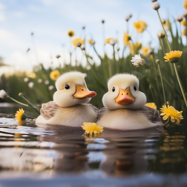 Foto patos lindos que viven en la naturaleza