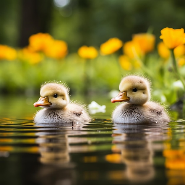 Foto patos lindos que viven en la naturaleza