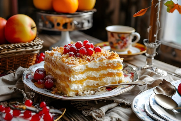 Patrimonio culinario Presentación popular elegante de un postre tradicional ruso