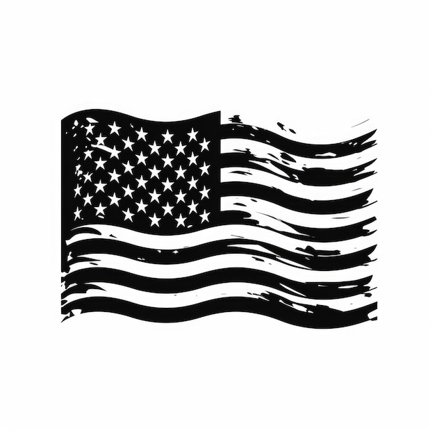 Patriotic Monochrome Uma versão de arte vetorial contemporânea da bandeira dos Estados Unidos em branco limpo