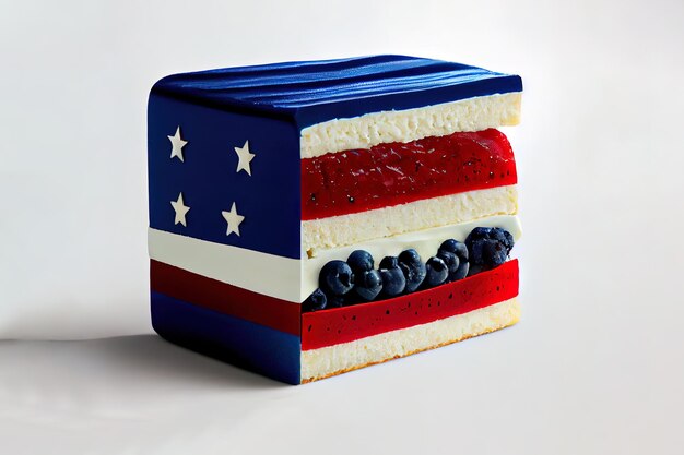 Patriotische Usa-Cupcakes über Flaggen auf Holztisch Generative Ai