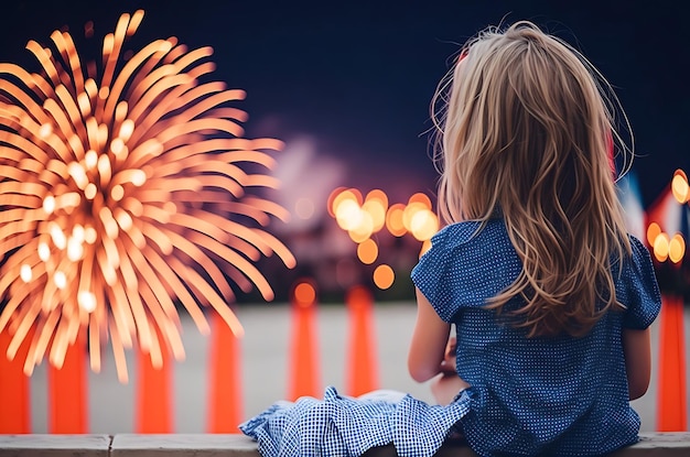 Patriotischer Geist der Vereinigten Staaten Ein amerikanisches Feuerwerk zur Feier des Unabhängigkeitstages