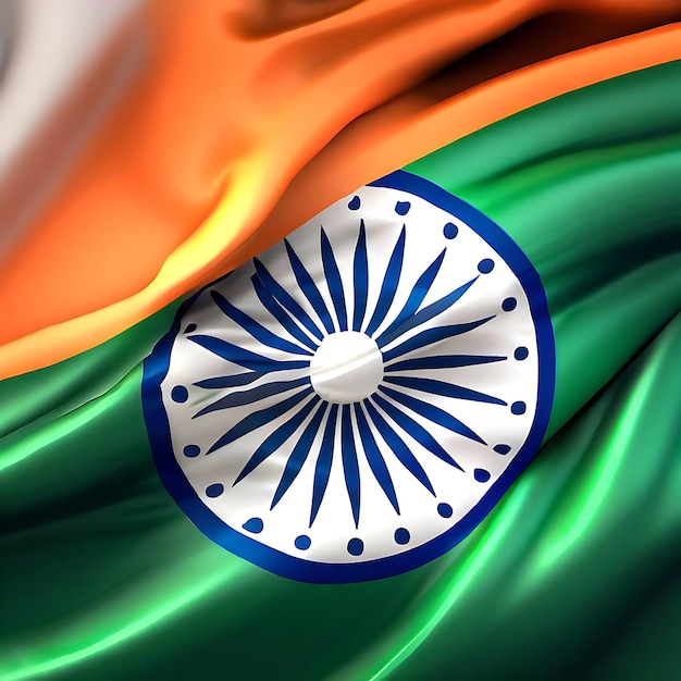 Patriotischer Stolz 3D-Illustration der Textur der wehenden indischen Flagge