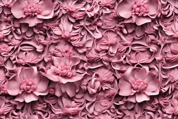 Patrón 3D con flores rosas detalles intrincados 35