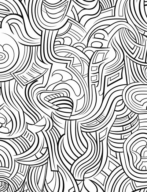 un patrón abstracto en blanco y negro con remolinos generativos ai