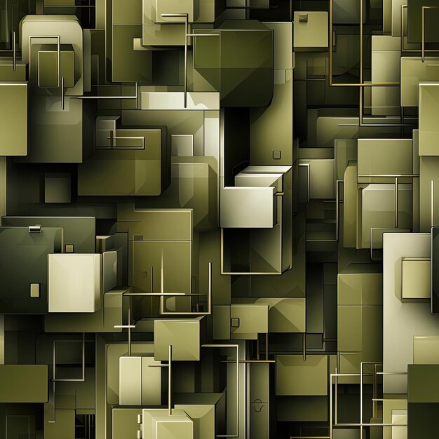 Patrón abstracto de bloques geométricos de color verde en azulejos
