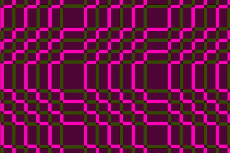Foto un patrón abstracto colorido de cuadrados con la palabra en púrpura