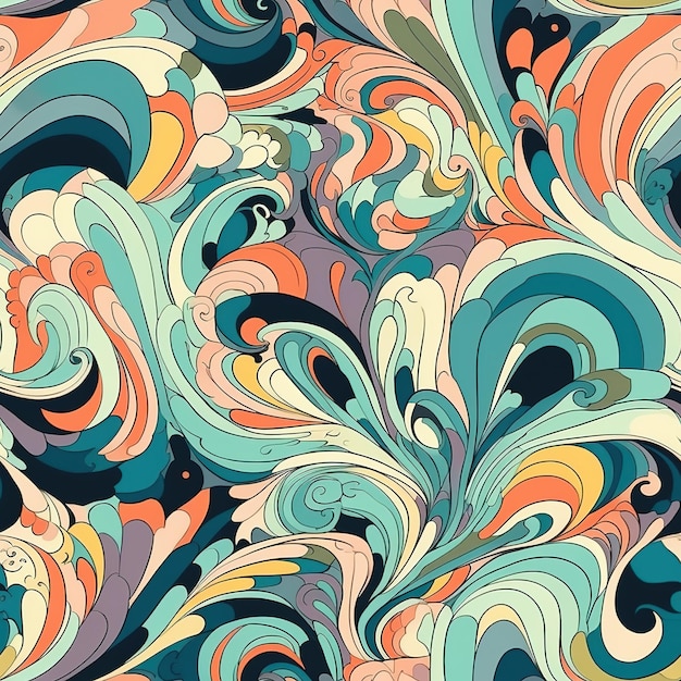 Un patrón abstracto colorido con remolinos y remolinos.