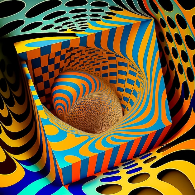 Patrón abstracto sin fisuras 3d Op Art Ai generado