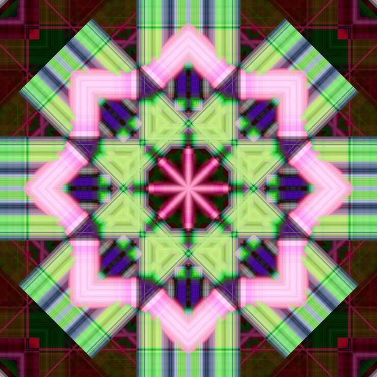 Foto patrón abstracto sin fisuras fondo cuadrado de líneas y patrones caleidoscopio de texturas