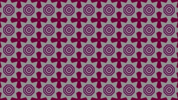 un patrón abstracto morado y rosa con una flor morada y roja.