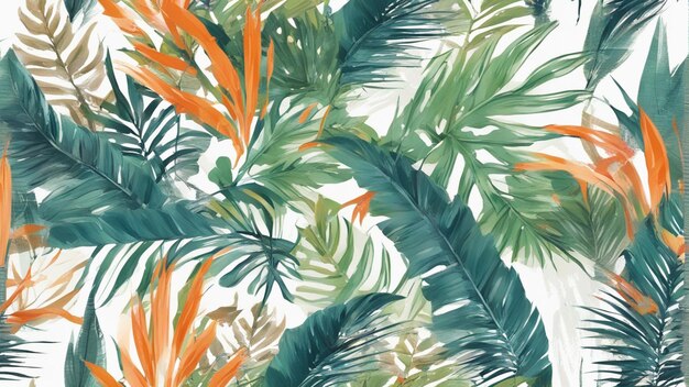 Un patrón abstracto de papel tapiz de hojas tropicales