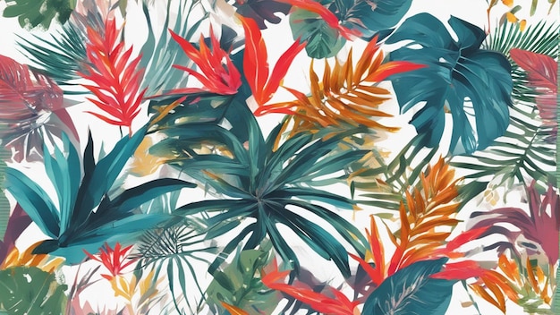 Foto un patrón abstracto de papel tapiz de hojas tropicales