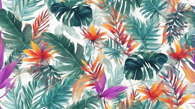 Un patrón abstracto de papel tapiz de hojas tropicales