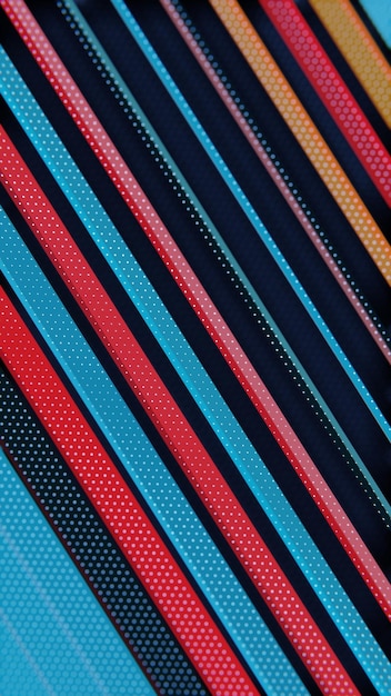Patrón abstracto con rayas diagonales multicolores y puntos hexagonales