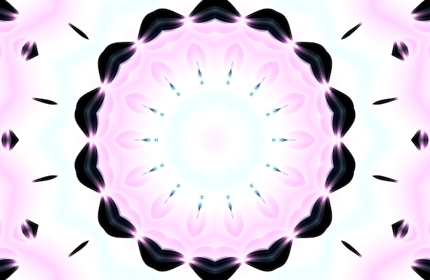 Patrón abstracto con textura en negro y rosa claro con efecto caleidoscopio. Adorno geométrico simétrico para papel digital, diseño de fondo de papel tapiz, otra portada imprimible.
