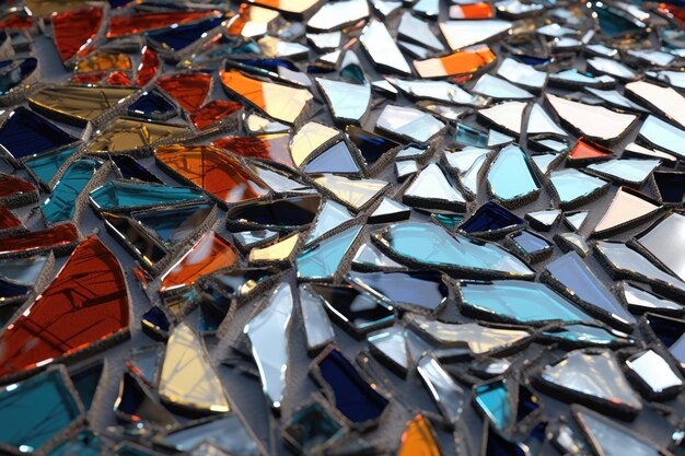 Patrón abstracto de vidrio roto en el suelo de azulejos
