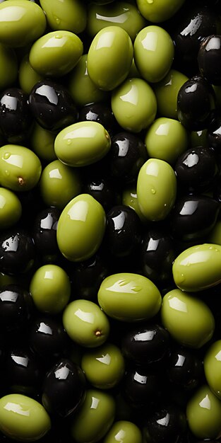 Foto patrón de aceitunas verdes y negras