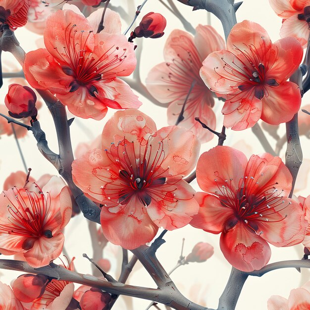 Foto un patrón de acuarela abstracta de flores de cerezo en tonos pastel