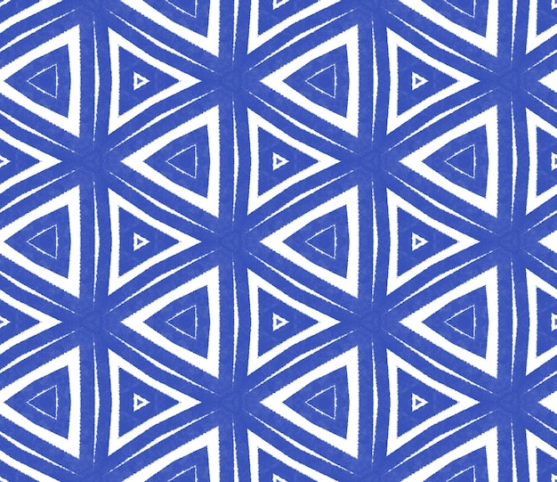 Patrón de acuarela de azulejos. Fondo caleidoscopio simétrico índigo. Acuarela de baldosas pintadas a mano sin costuras. Fabuloso estampado textil listo, tela para trajes de baño, papel tapiz, envoltura.