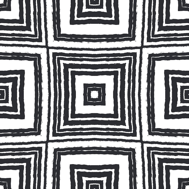 Patrón de acuarela de azulejos negro simétrico