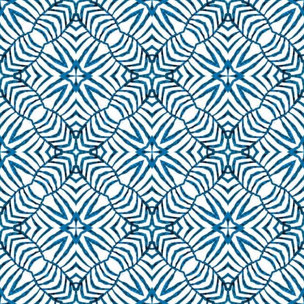 Patrón de acuarela Chevron. Diseño de verano boho chic memorable azul. Impresión increíble lista para textiles, tela para trajes de baño, papel tapiz, envoltura. Borde de acuarela de chevron geométrico verde.